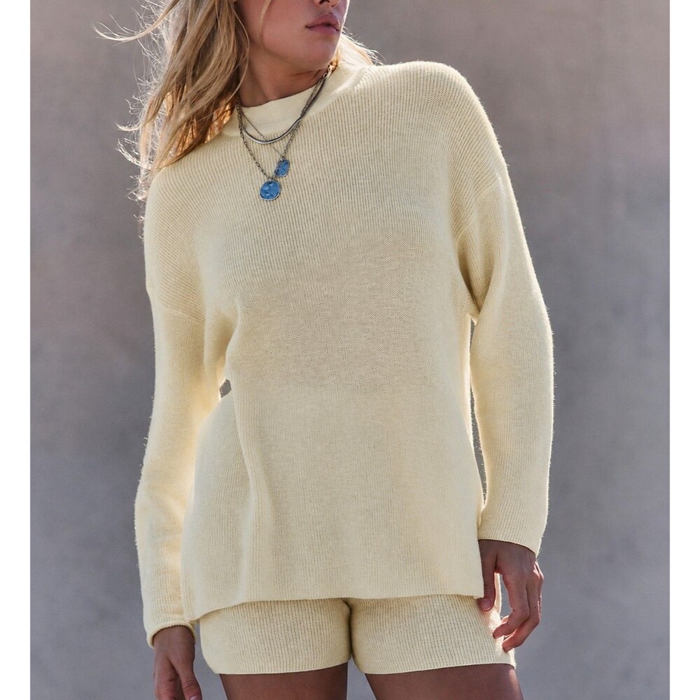 Free People Beach Malibu Solid Surf Sweater Cream S Lightweight Coastal Boho